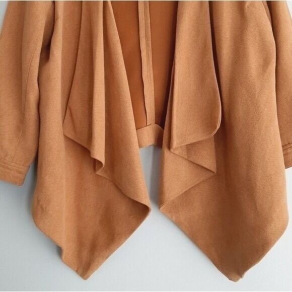 VERO MODA Faux Suede Open Front Light Jacket Tan Sz M - Picture 4 of 10